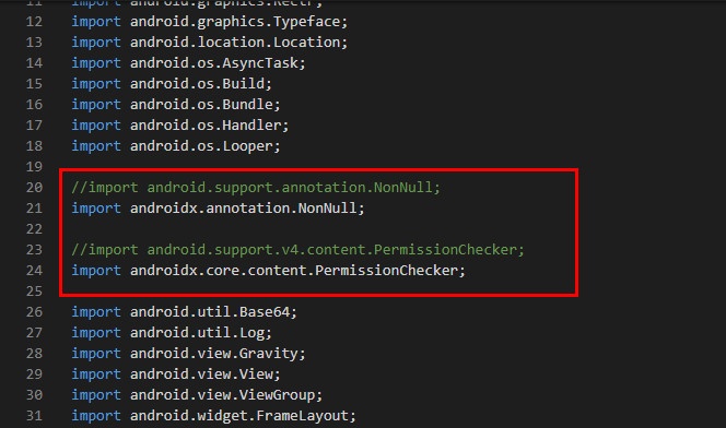 Dùng Android Studio bug và fix các lỗi do việc chuyển đổi từ thư viện android sang androidx