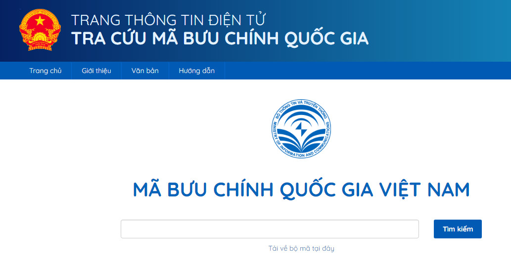 Trang tra cứu mã bưu chính Quốc gia Việt Nam