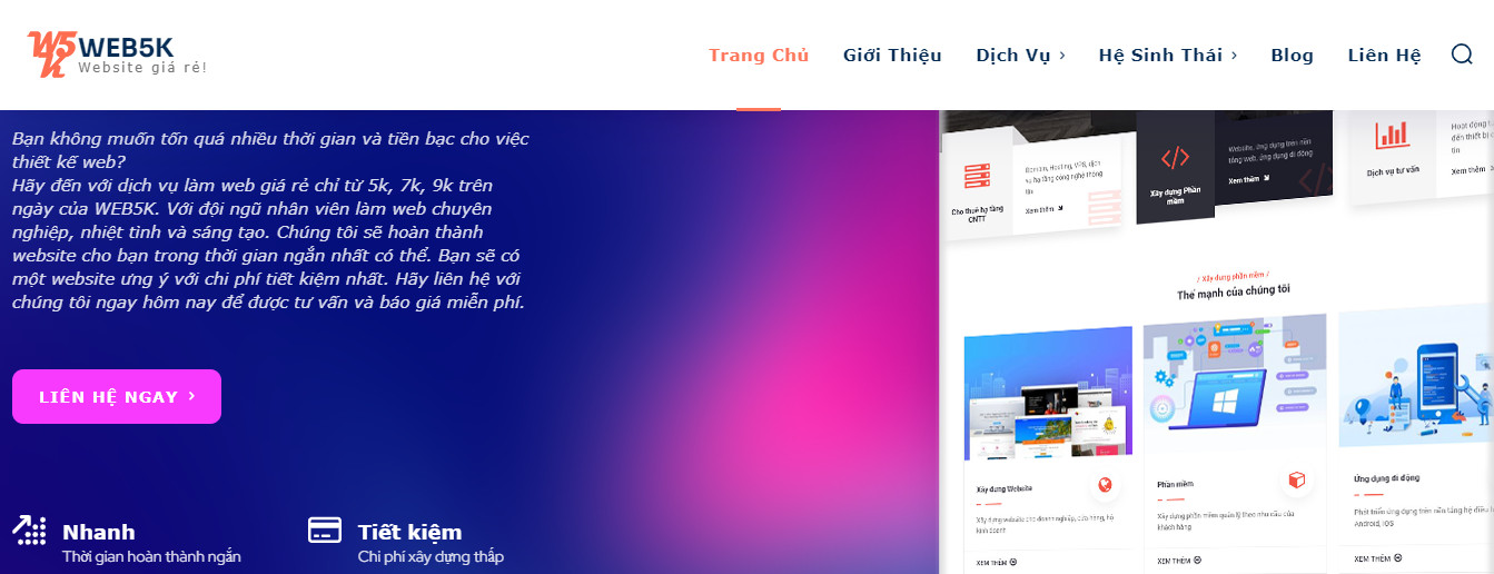 WEB5K – Nơi thiết kế website giá rẻ cho mọi người