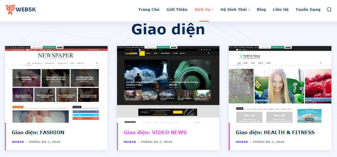 WEB5K có nhiều giao diện để lựa chọn không?