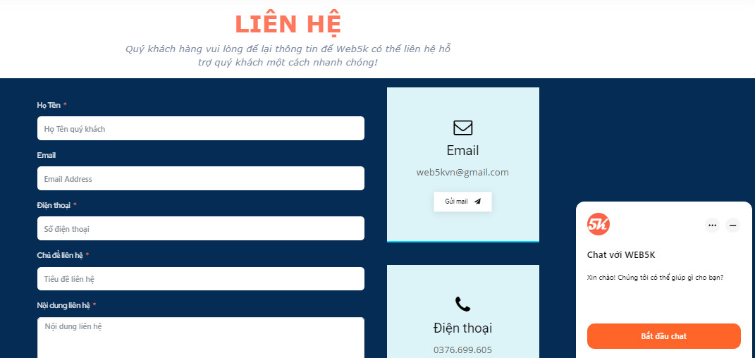 WEB5K có hỗ trợ dịch vụ khách hàng không?