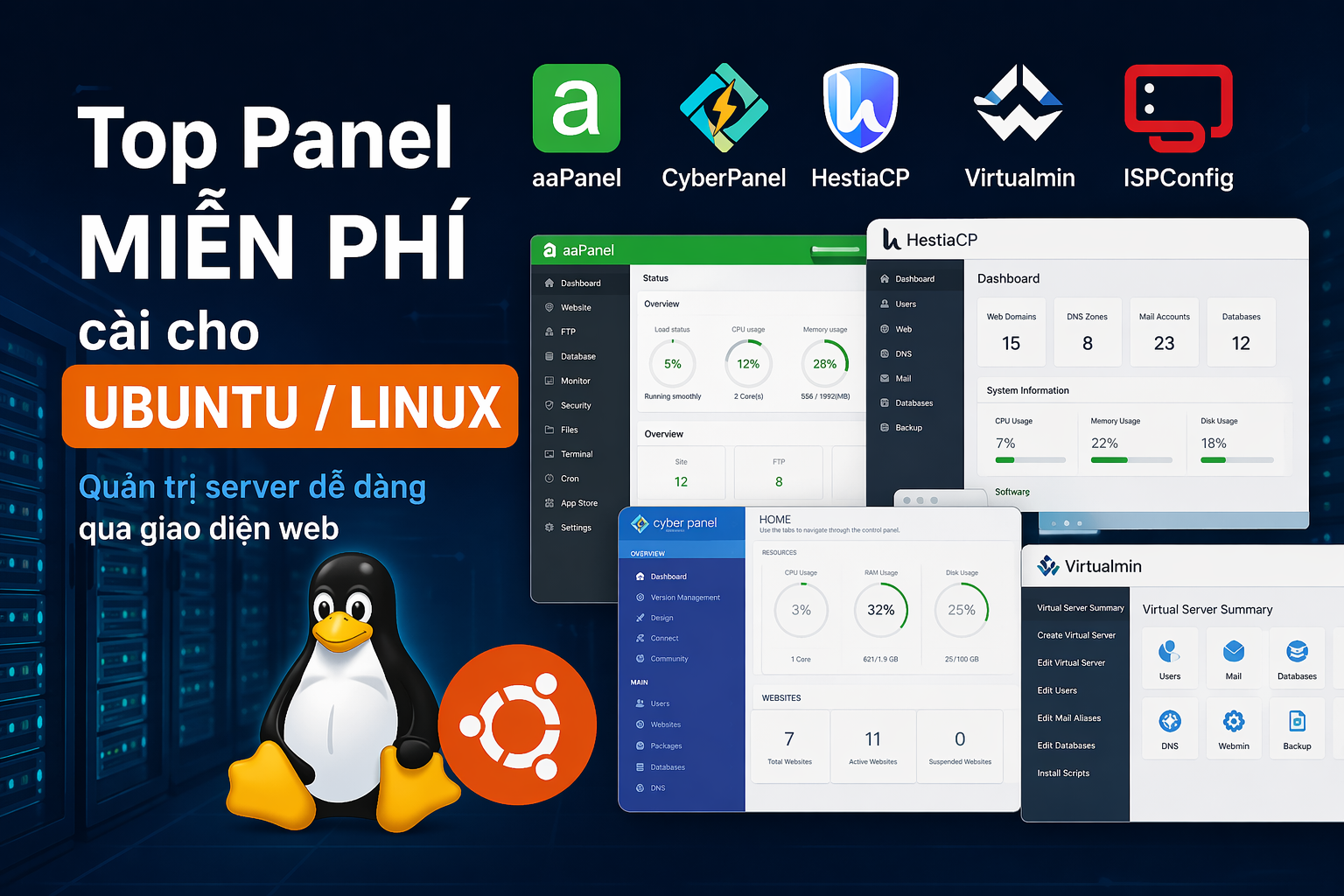 Một số panel miễn phí cài trên Ubuntu/Linux giúp quản trị server dễ dàng hơn