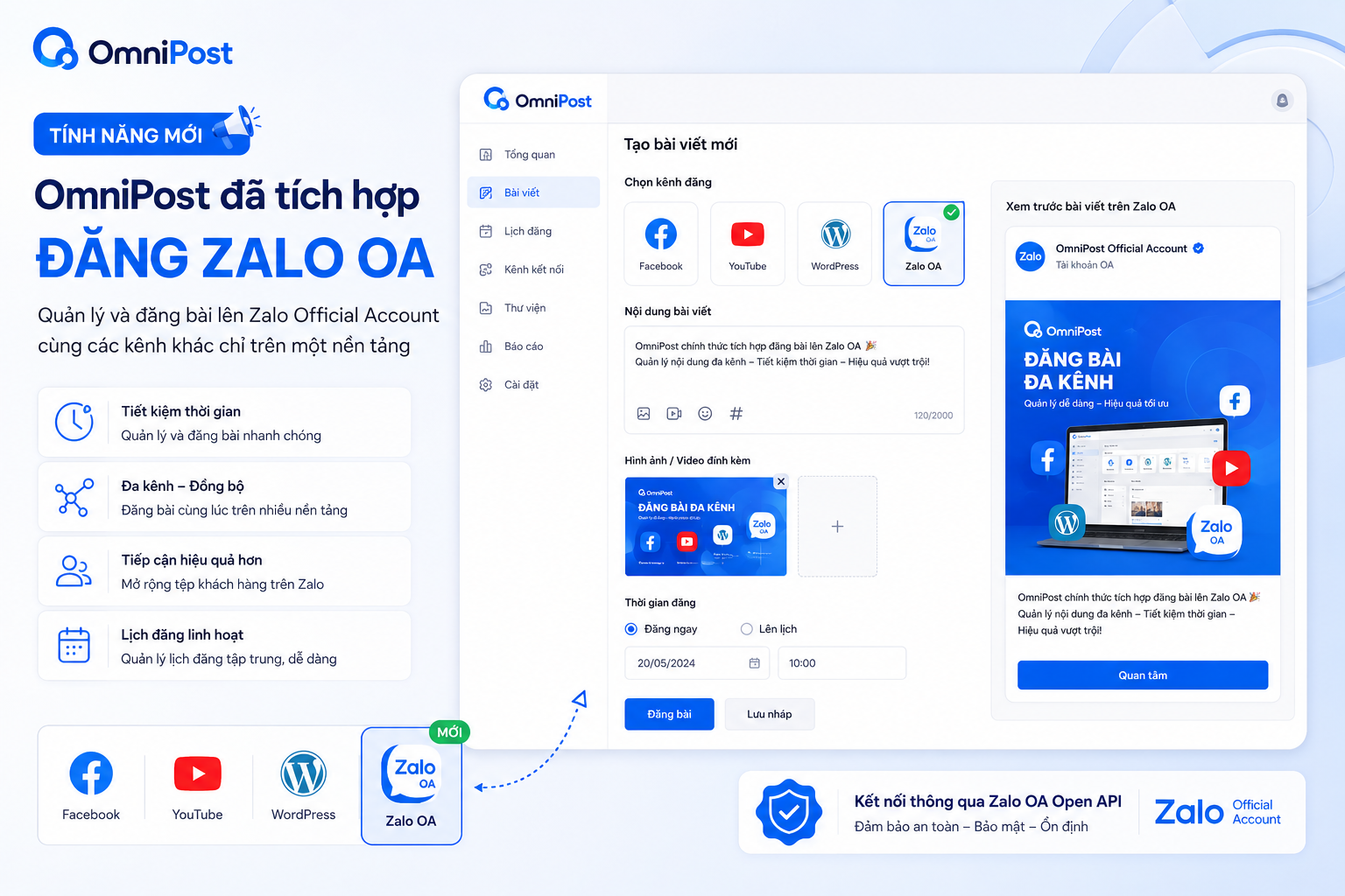 OmniPost chính thức tích hợp đăng bài lên Zalo OA