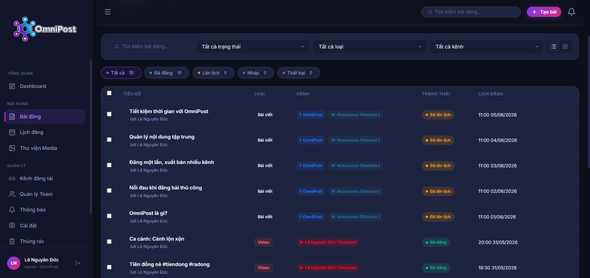 Khám phá giao diện Dashboard