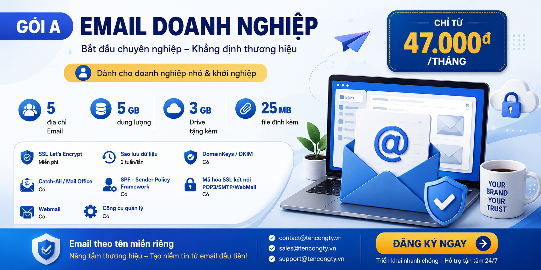 EMAIL DOANH NGHIỆP GÓI A (Khởi nghiệp)