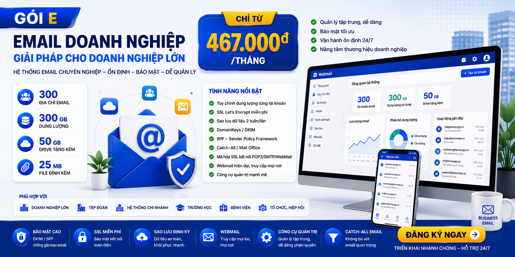Email doanh nghiệp Gói E (Doanh nghiệp lớn)