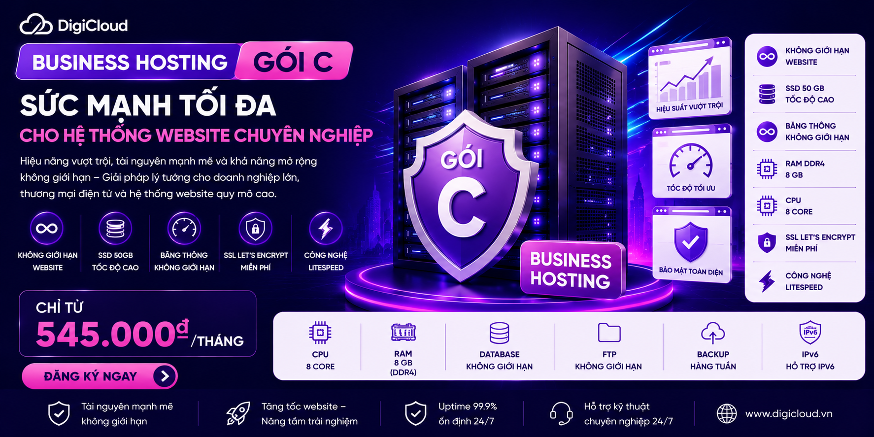BUSINESS HOSTING GÓI C – SỨC MẠNH TỐI ĐA CHO HỆ THỐNG WEBSITE CHUYÊN NGHIỆP