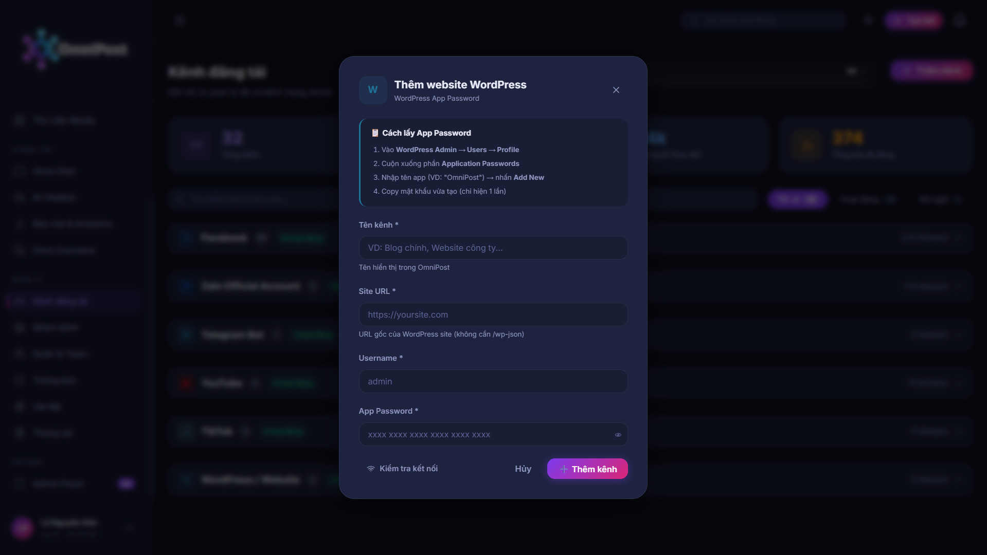Omnipost: Kết Nối Website WordPress