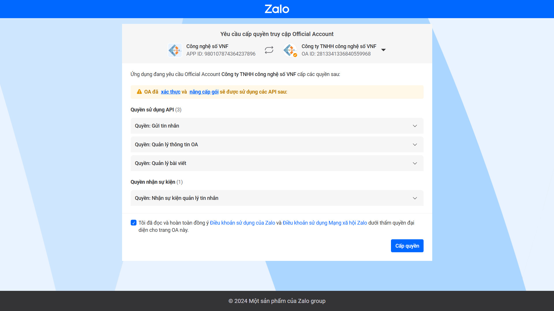 OmniPost: Kết Nối kênh Zalo Official Account (Zalo OA)