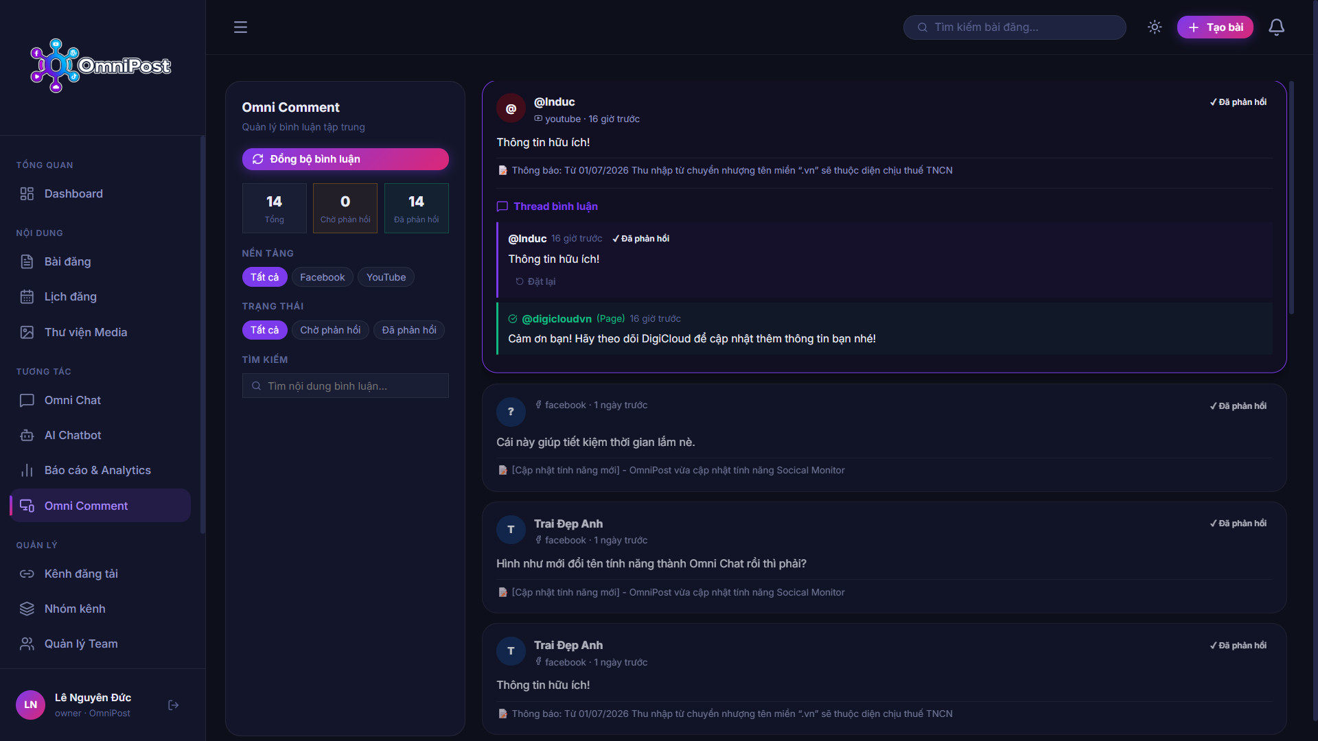OmniPost: Omni Comment – Quản Lý Bình Luận Tập Trung
