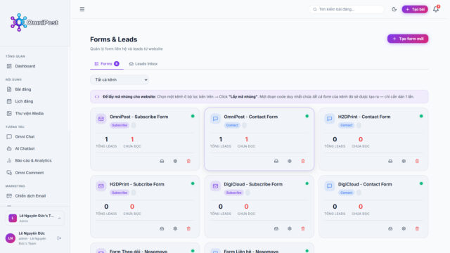 [OmniPost] – Hướng dẫn sử dụng OmniPost Web Forms & Quản lý Leads
