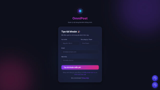 [OmniPost HDSD] – Hướng dẫn đăng ký tài khoản OmniPost