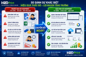 TRƯỚC & SAU: XƯỞNG IN KHI CHƯA CÓ VÀ KHI ĐÃ CÓ H2DPRINT — SỰ KHÁC BIỆT KHÔNG TƯỞNG! 😱
