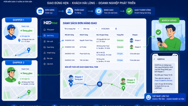 TÍNH NĂNG ÍT NGƯỜI BIẾT: H2DPRINT QUẢN LÝ GIAO HÀNG TỰ ĐỘNG — KHÁCH BIẾT NGAY SHIPPER ĐANG Ở ĐÂU! 📦