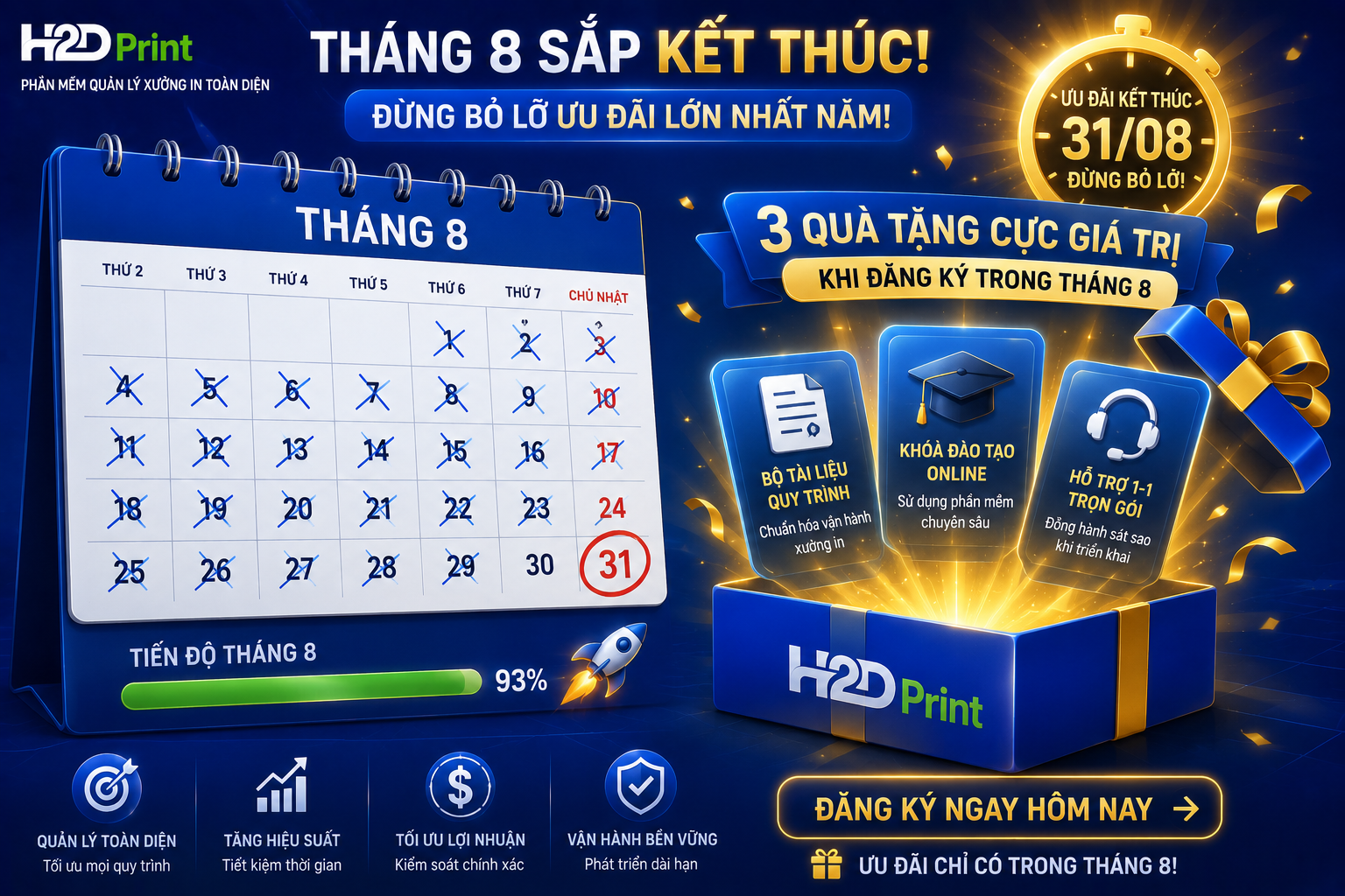 THÁNG 8 SẮP KẾT THÚC — ĐÂY LÀ CƠ HỘI CUỐI CÙNG ĐỂ ĐĂNG KÝ DEMO H2DPRINT VỚI ƯU ĐÃI ONBOARDING ĐẶC BIỆT! 🔥