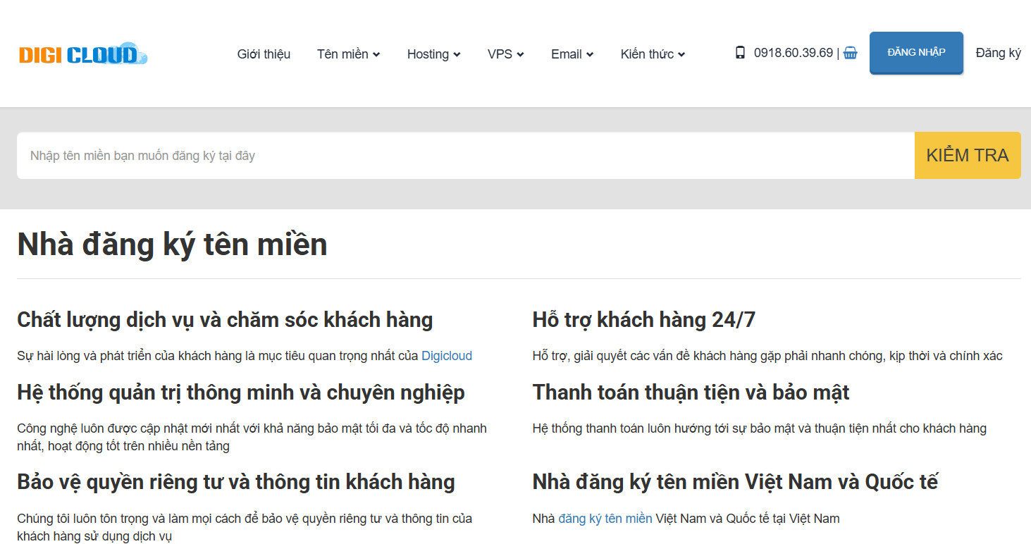 Dịch vụ Domain DigiCloud – Đăng ký tên miền cho website và doanh nghiệp