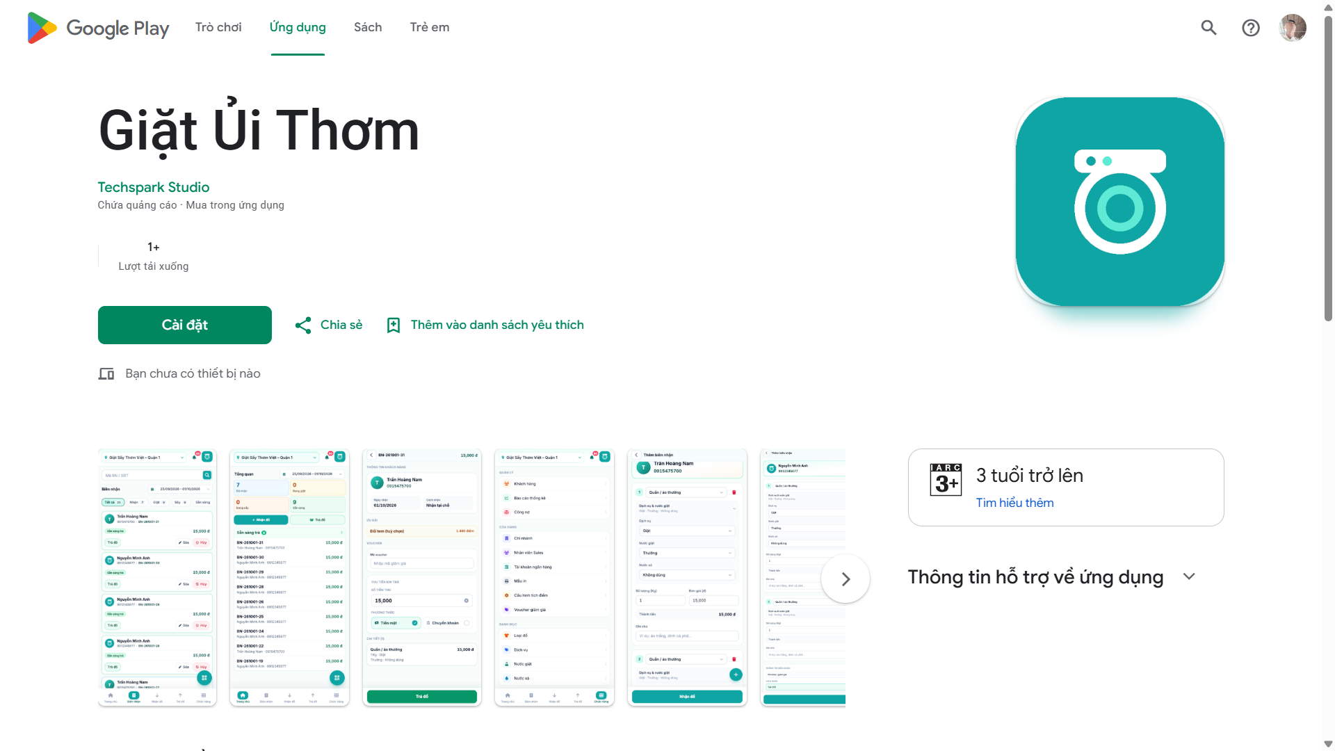 Phần mềm quản lý tiệm giặt trên google play