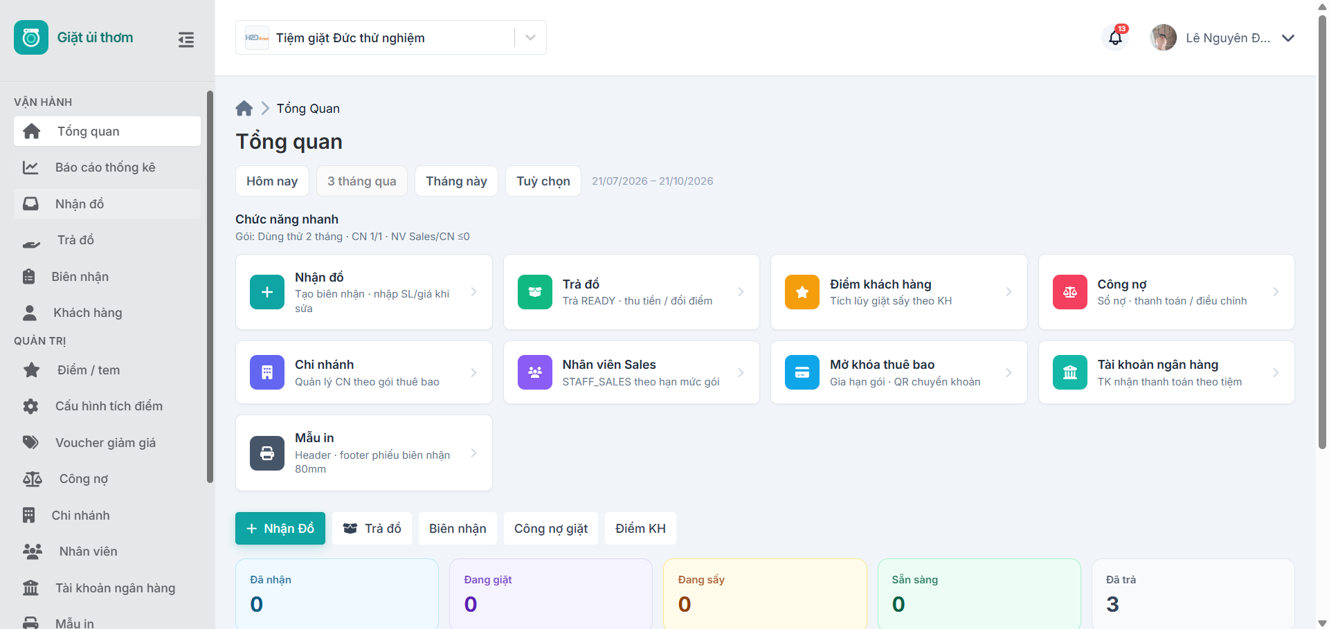 Phần mềm quản lý tiệm giặt trên website