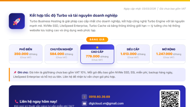 TURBO BUSINESS HOSTING – HIỆU NĂNG MẠNH MẼ CHO WEBSITE DOANH NGHIỆP