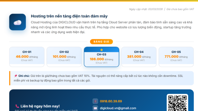CLOUD HOSTING DIGICLOUD – HIỆU NĂNG CAO, BẢO MẬT TỐI ƯU CHO WEBSITE HIỆN ĐẠI