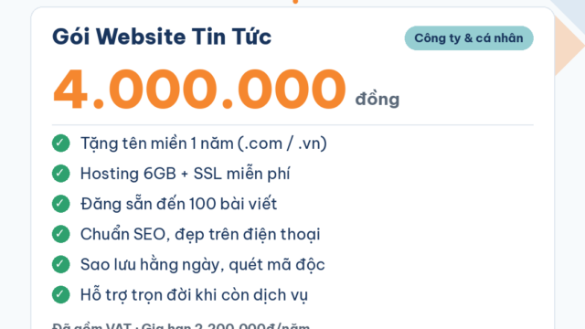 Gói Website Tin Tức 4 triệu
