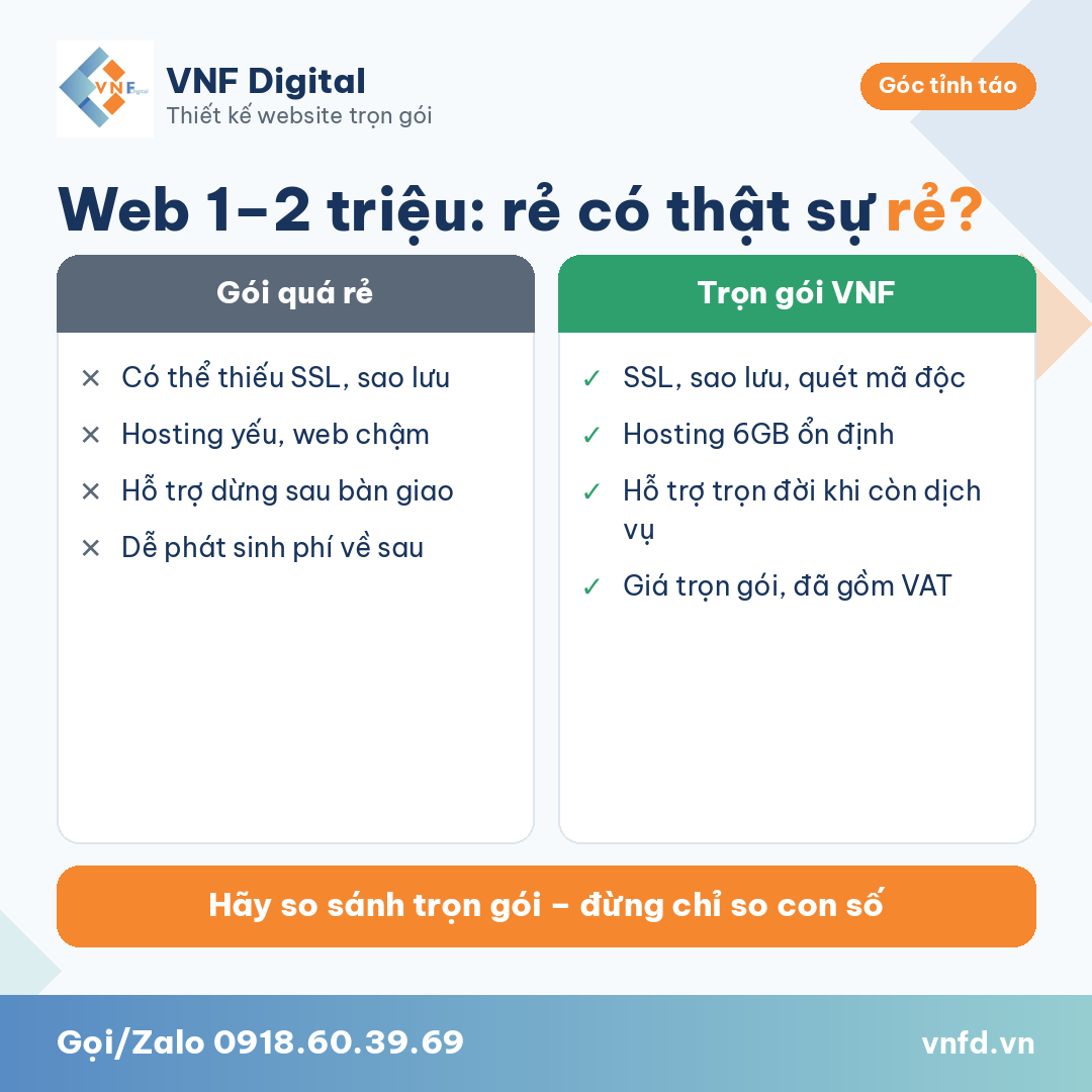 Web 1–2 triệu: rẻ có thật sự rẻ?