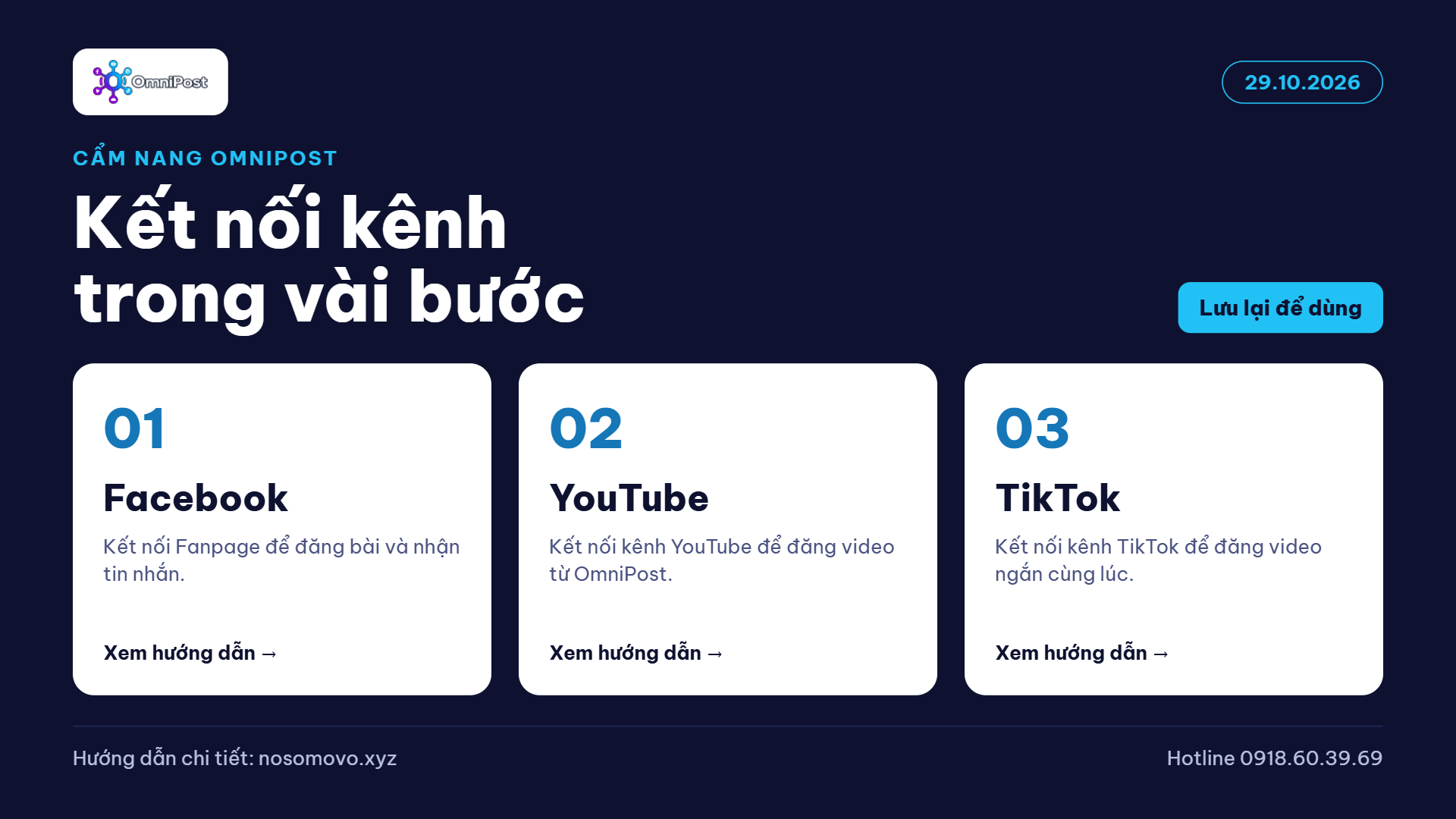 Kết nối Facebook, YouTube, TikTok vào OmniPost